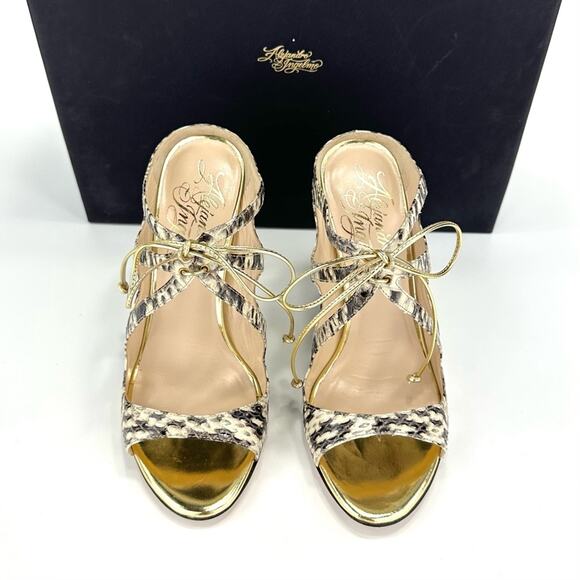 Alejandro Ingelmo Stiletto Heel Sandal Size 6.5 Snake Print Leather Slip-On New - Picture 13 of 16